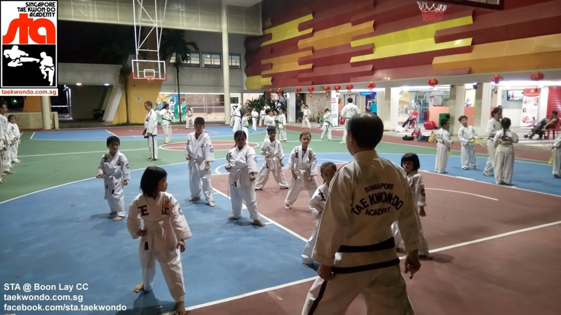 Master Johnny Lim 5th Dan Black Belt STA Boon Lay CC White Belt Class Singapore Taekwondo Academy